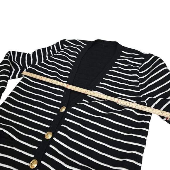 Vintage Valentino Striped Cardigan Gold Logo Buttons Wool Blend Size 46 Large - Picture 7 of 8